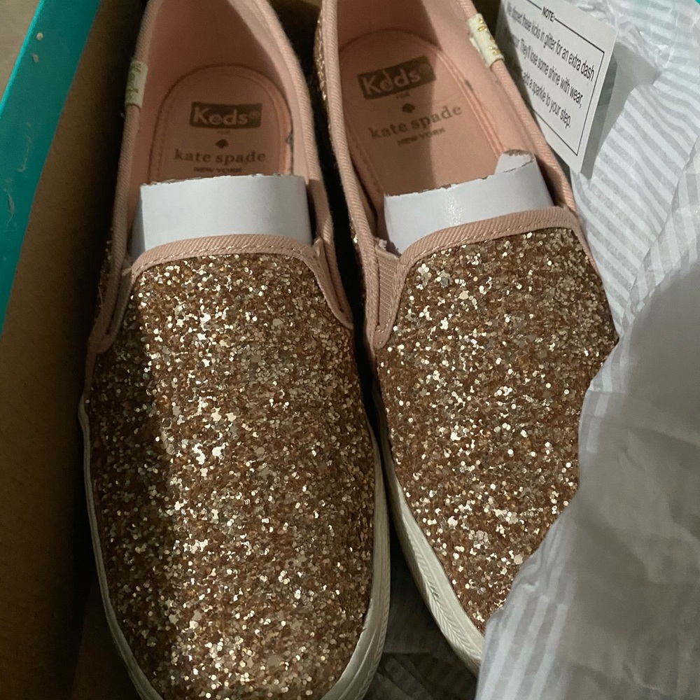 Kate Spade Keds Rose Gold slip on shoes